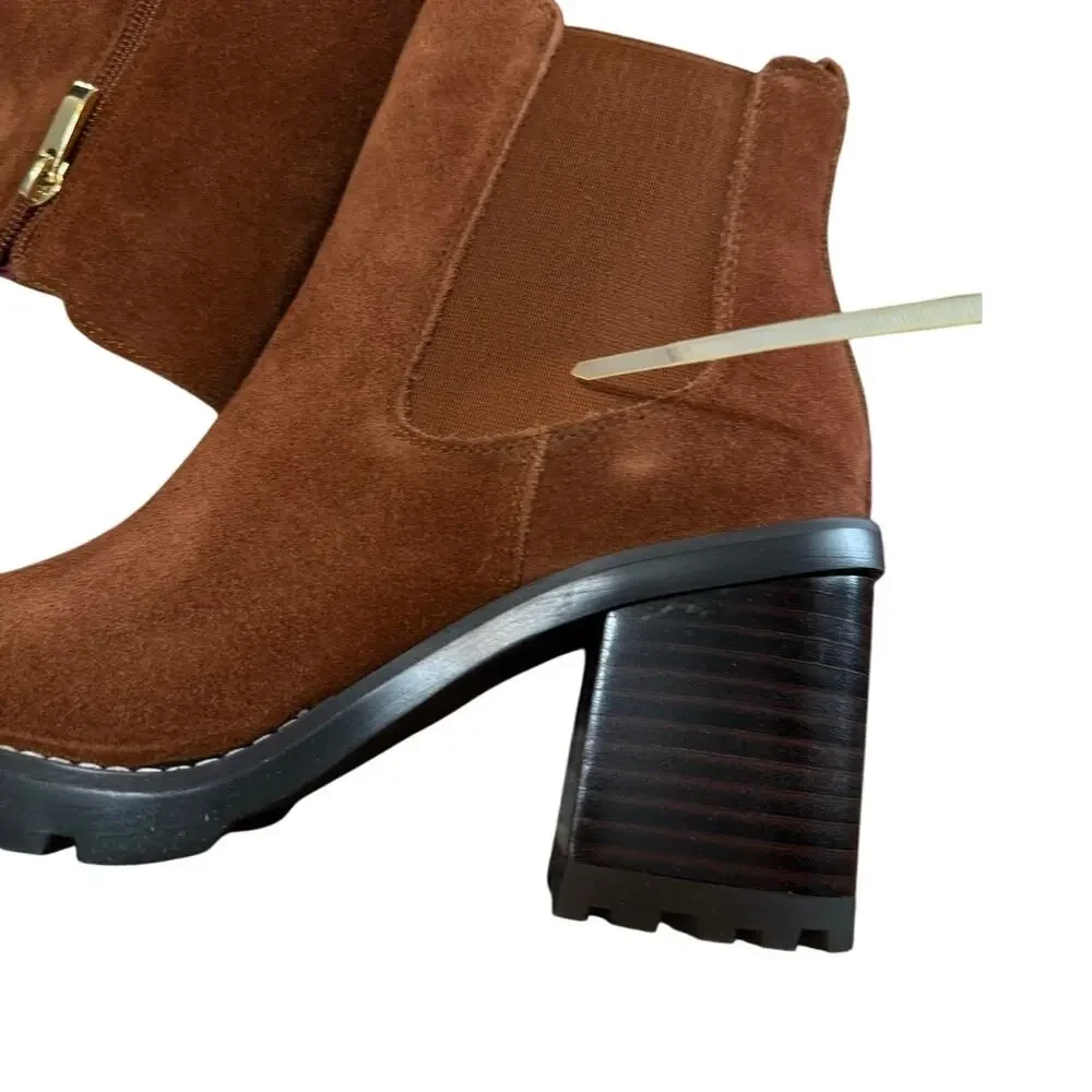 Franco Sarto Trent Women’s Ankle Boots Russet Brown Suede Leather Sz 7.5 WNWB - Picture 9 of 16